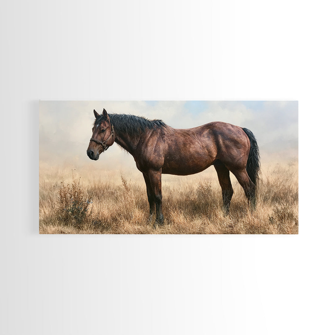 Brown Horse Portrait Canvas Print, Rustic Art, Printable Wall Art, Farmhouse Decor, Fine Art, Rustic, Wood Art, Modern Art, RUS-2x1-49