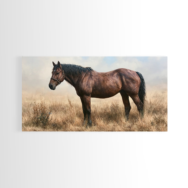 Brown Horse Portrait Canvas Print, Rustic Art, Printable Wall Art, Farmhouse Decor, Fine Art, Rustic, Wood Art, Modern Art, RUS-2x1-49