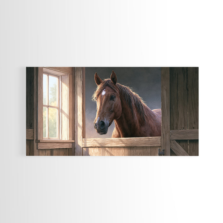 Brown Horse Portrait Canvas Print, Rustic Art, Printable Wall Art, Farmhouse Decor, Fine Art, Rustic, Wood Art, Modern Art, RUS-2x1-73