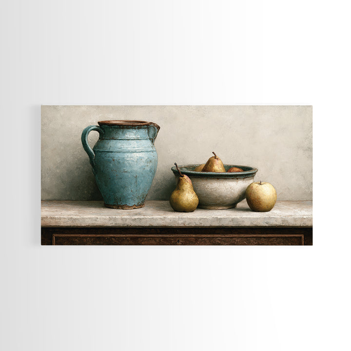 Rustic Pear and Apple Still Life Canvas Print, Rustic Art, Printable Art, Farmhouse Decor, Fine Art, Rustic, Farmhouse Wall Art, RUS-2x1-89