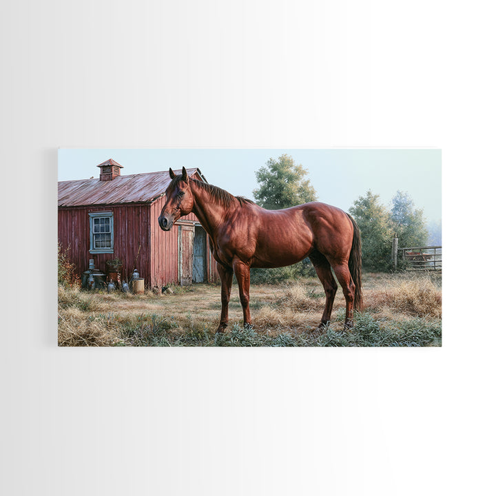 Brown Horse Portrait Framed Canvas Print, Rustic Art, Farmhouse Decor, Oil Painting, Rustic, Gallery Wall Art, RUS-2x1-97