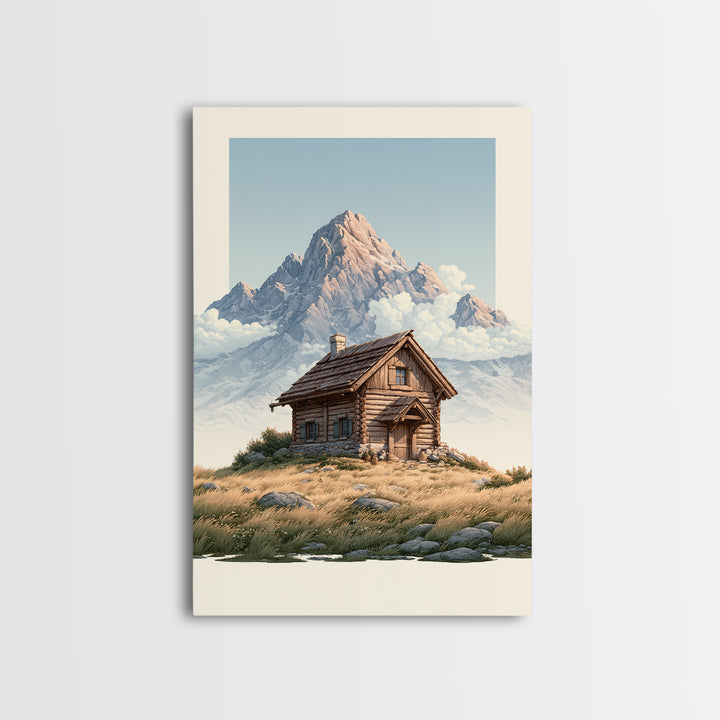 Mountain Cabin Landscape Canvas Print, Rustic Art, Gallery Wall Set, Farmhouse Decor, Fine Art, Rustic, Minimalist Decor, RUS-2x3-11