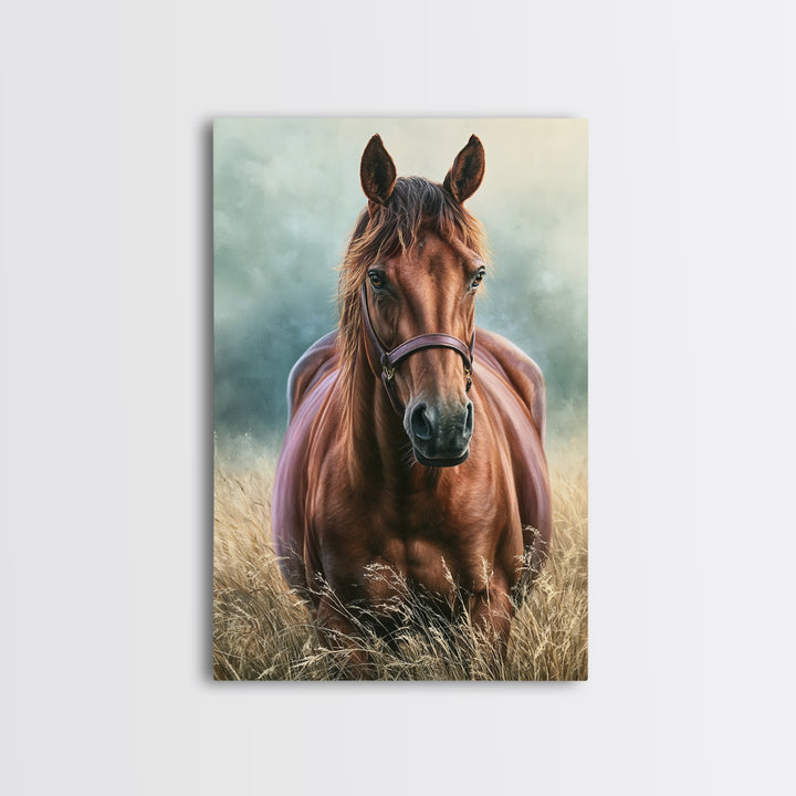 Brown Horse Portrait Framed Canvas Print, Rustic Art, Painting, Farmhouse Decor, Fine Art, Rustic, Boho Wall Art, 3d Wall Art, RUS-2x3-13