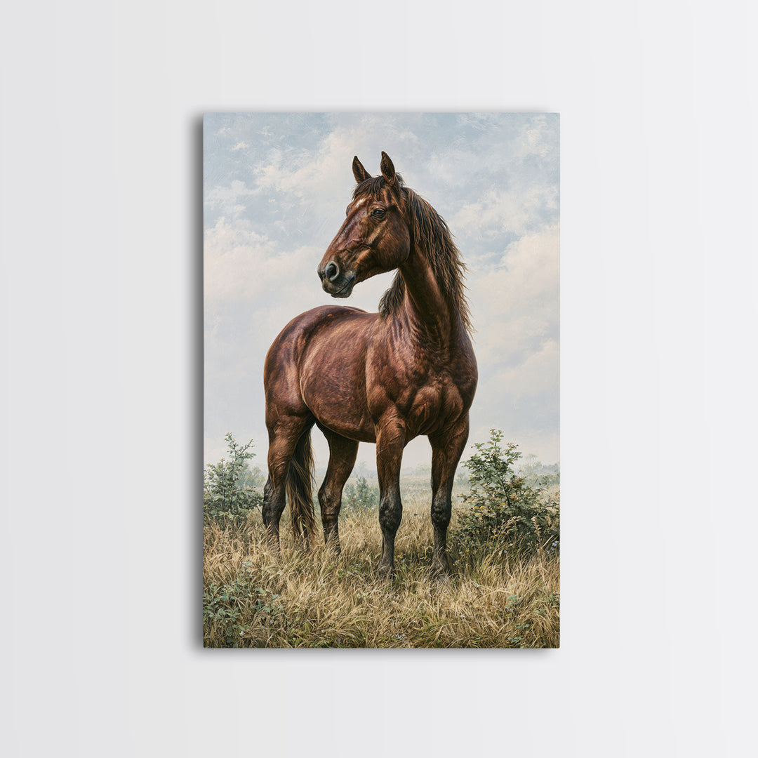 Brown Horse Portrait Framed Canvas Print, Rustic Art, Painting, Farmhouse Decor, Fine Art, Rustic, Boho Wall Art, 3d Wall Art, RUS-2x3-37