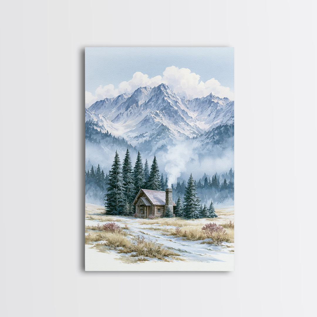 Winter Mountain Scene Canvas Print, Rustic Art, Farmhouse Wall Art, Farmhouse Decor, Fine Art, Rustic, Statement Artwork, RUS-2x3-7