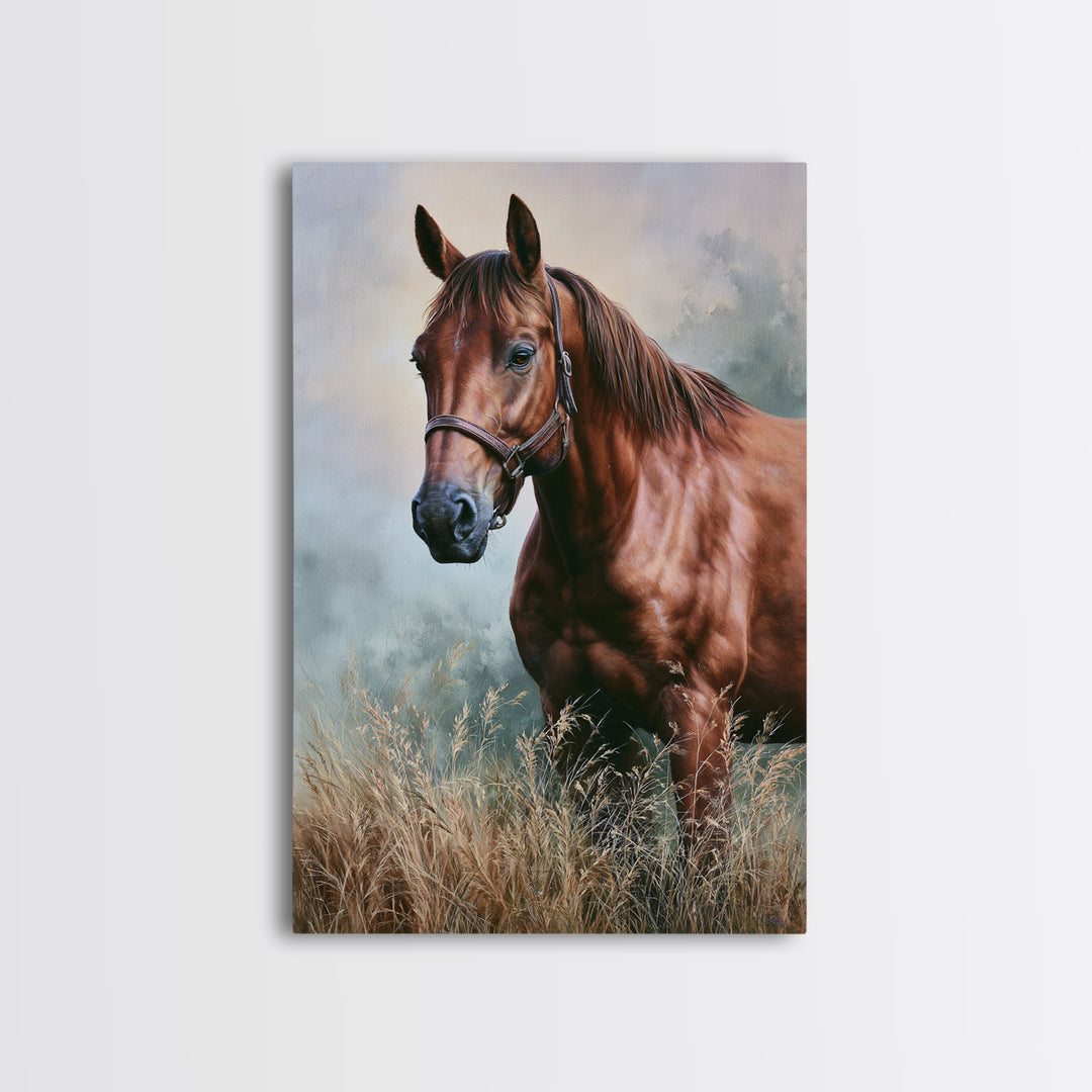 Brown Horse Portrait Framed Canvas Print, Rustic Art, Abstract Wall Art, Farmhouse Decor, Fine Art, Rustic, Landscape Art, RUS-2x3-85