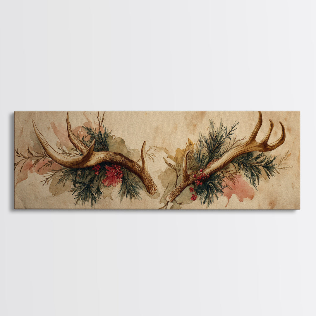 Winter Mountain Scene Framed Canvas Print, Rustic Art, Downloadable Art, Farmhouse Decor, Fine Art, Rustic, Textured Painting, RUS-3x1-15