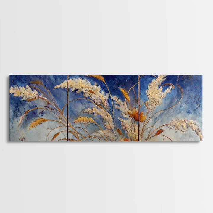 Handwoven Basket with Dried Grasses Canvas Print, Rustic Art, Gallery Decor, Farmhouse Decor, Fine Art, Rustic, RUS-3x1-40