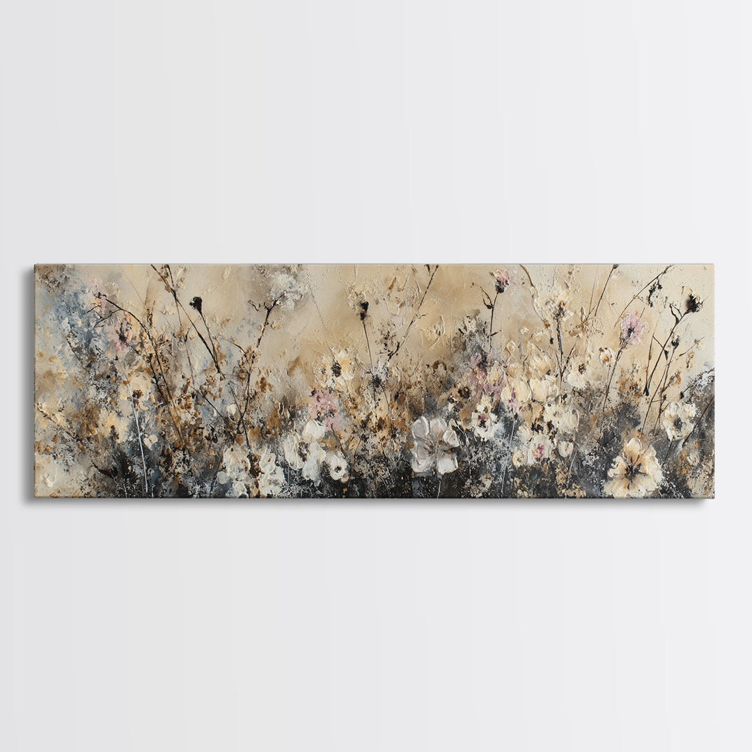 Handwoven Basket with Dried Grasses Canvas Print, Rustic Art, Minimalist Decor, Farmhouse Decor, Oil Painting, Rustic, RUS-3x1-88