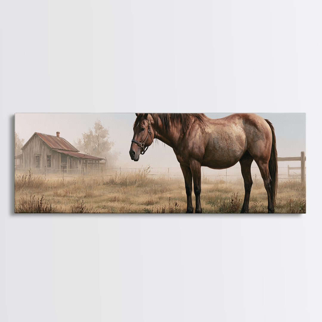 Brown Horse Portrait Canvas Print, Rustic Art, Gallery Wall Set, Farmhouse Decor, Fine Art, Rustic, Minimalist Decor, RUS-3x1-93