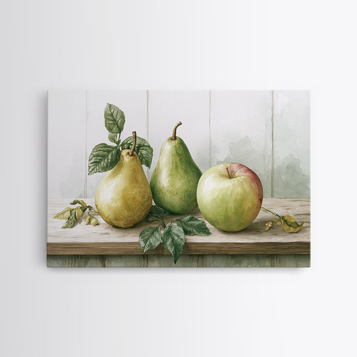 Rustic Pear and Apple Still Life Canvas Print, Rustic Art, Farmhouse Decor, Rustic, Gallery Wall Art, Landscape Wall Art, RUS-3x2-1