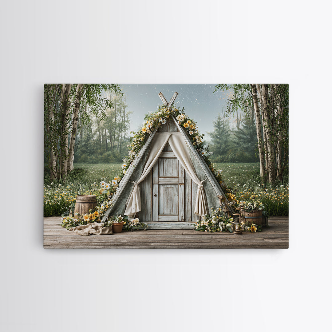 Campfire under a Starry Sky Framed Canvas Print, Rustic Art, Printable Wall Art, Farmhouse Decor, Fine Art, Rustic, Wood Art, RUS-3x2-14