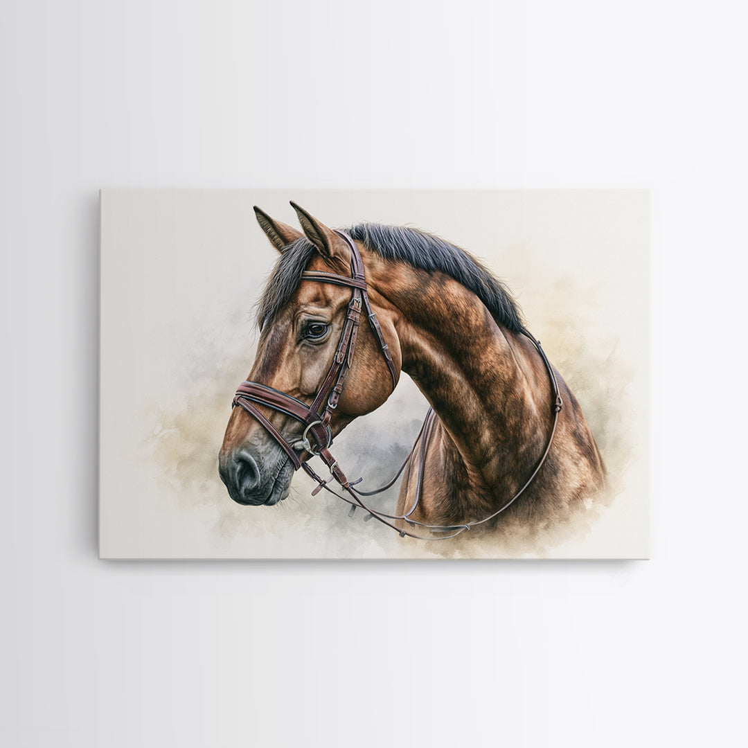 Brown Horse Portrait Canvas Print, Rustic Art, Modern Art, Farmhouse Decor, Fine Art, Rustic, Neutral Decor, Modern Decor, RUS-3x2-33