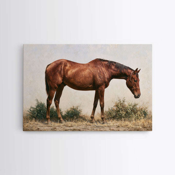 Brown Horse Portrait Framed Canvas Print, Rustic Art, Abstract Wall Art, Farmhouse Decor, Fine Art, Rustic, Landscape Art, RUS-3x2-9