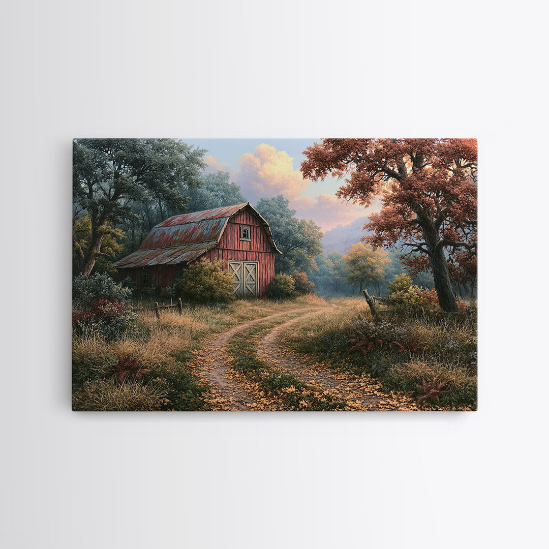 Forest Path with Golden Autumn Leaves Canvas Print, Rustic Art, Modern Art, Farmhouse Decor, Fine Art, Rustic, Neutral Decor, RUS-3x2-94