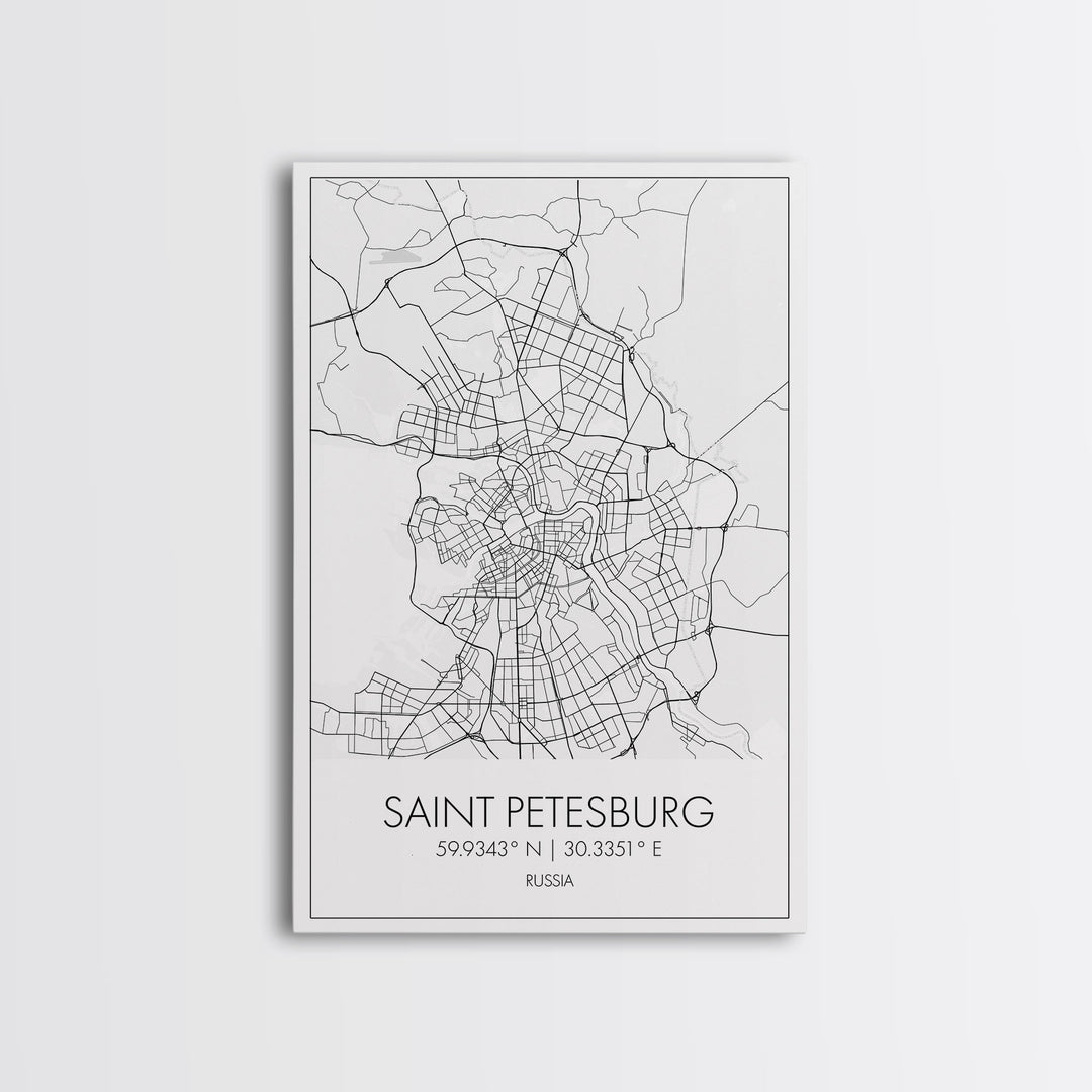 Saint Petersburg Street Map, Russia Map, City Map Art, Minimalist Art, Wall Art, Canvas Print, Room Décor, Gift For Mom, Travel Wall Art