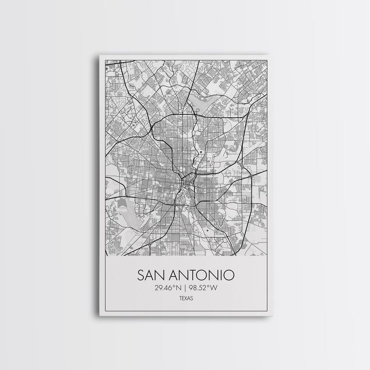 San Antonio Street Map, Texas Map, City Map Art, Minimalist Art, Wall Art, Canvas Print, Black And White Art, Travel Print, Family Gift
