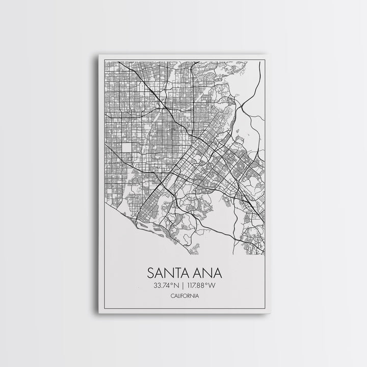 Santa Ana Street Map, California Map, City Map Print, Minimalist Art, Wall Art, Canvas Print, Living Room Décor, Adventure Gifts, Travel Art
