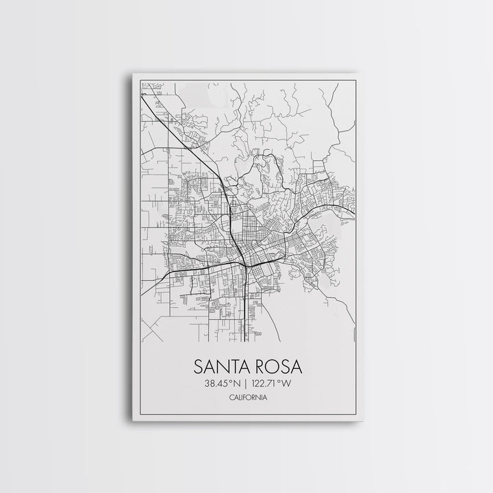 Santa Rosa Street Map, California Map, City Map Print, Minimalist Art, Wall Art, Canvas Print, Bedroom Wall Art, Travel Gift, Travel Art