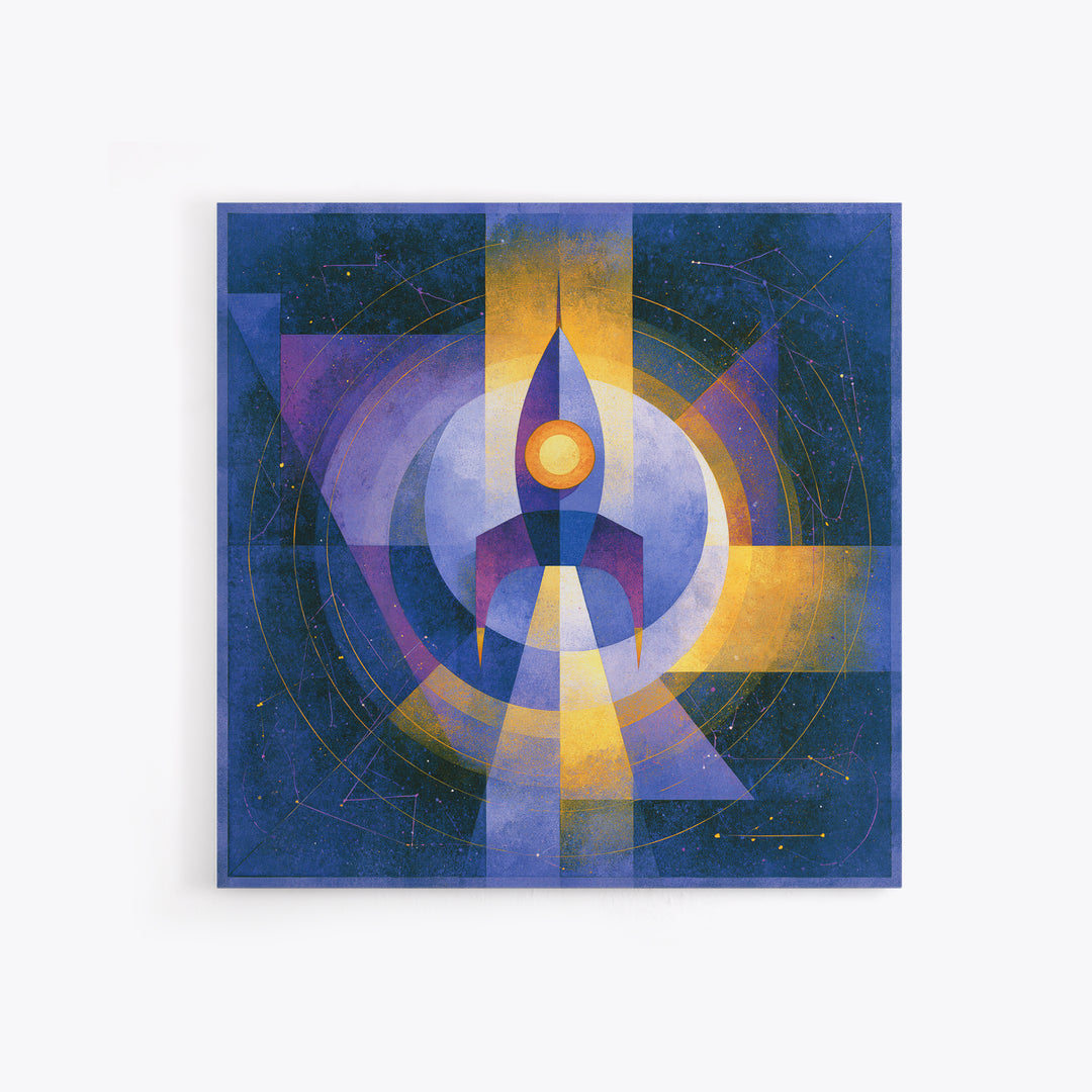 Retro Space Poster Framed Canvas Print, Space Art, Luxury Decor, Spa Decor, Fine Art, Serenity, Room Decor, Art Prints, SAR-1x1-21