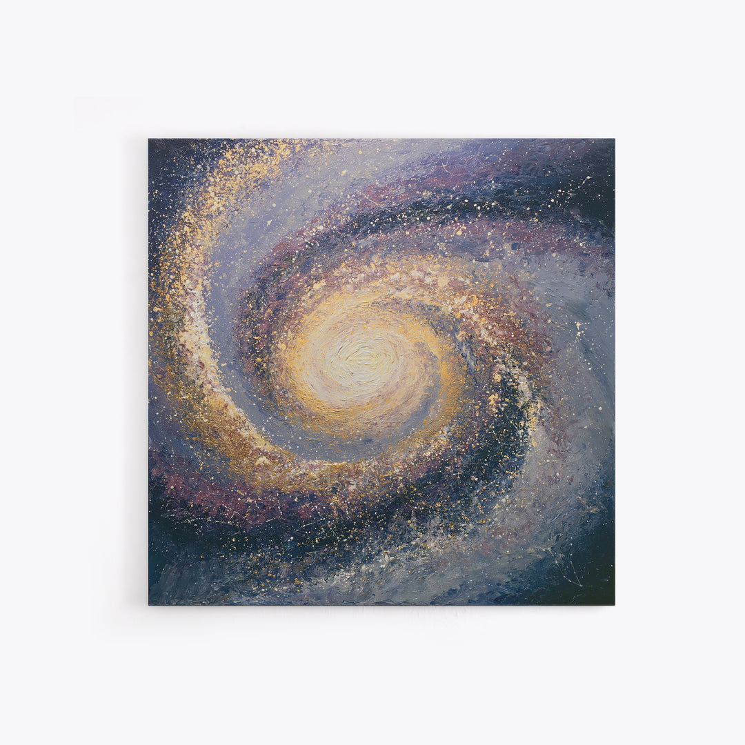 Galaxy Spiral in Jewel Tone Paint Framed Canvas Print, Space Art, Space, Spa Decor, Fine Art, Serenity, Statement Artwork, SAR-1x1-39