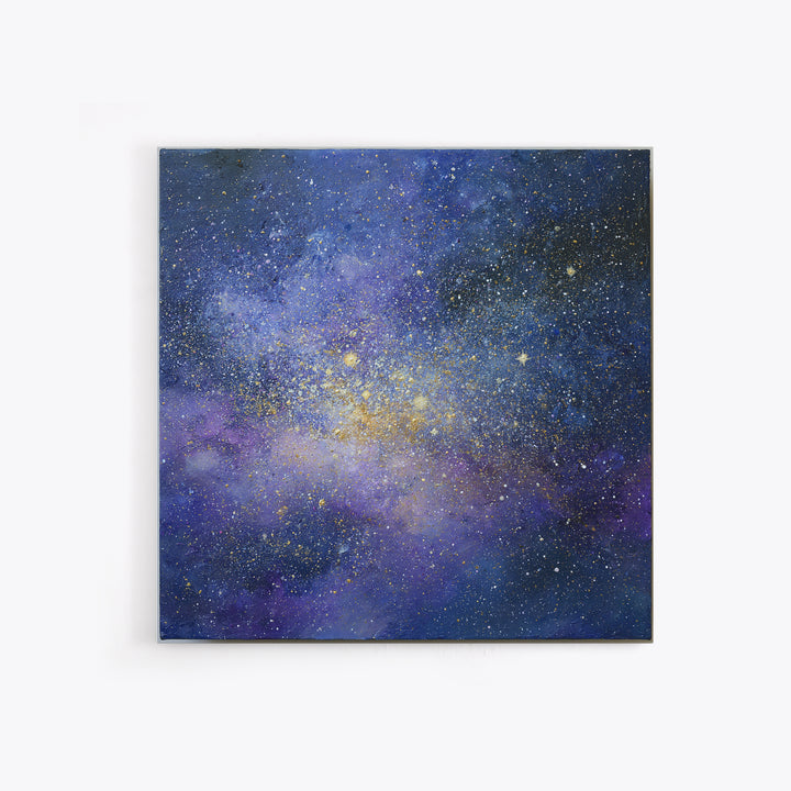 Distant Star Cluster Framed Canvas Print, Space Art, Digital Art, Spa Decor, Serenity, Modern Wall Art, Living Room Wall Art, SAR-1x1-44