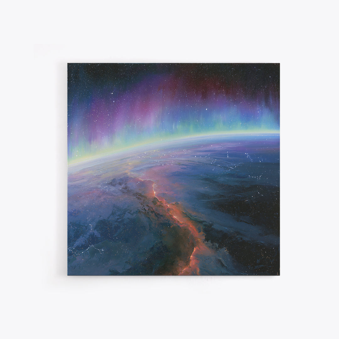 Aurora Viewed from Orbit Canvas Print, Space Art, Minimalist Decor, Spa Decor, Fine Art, Serenity, Digital Art, SAR-1x1-91