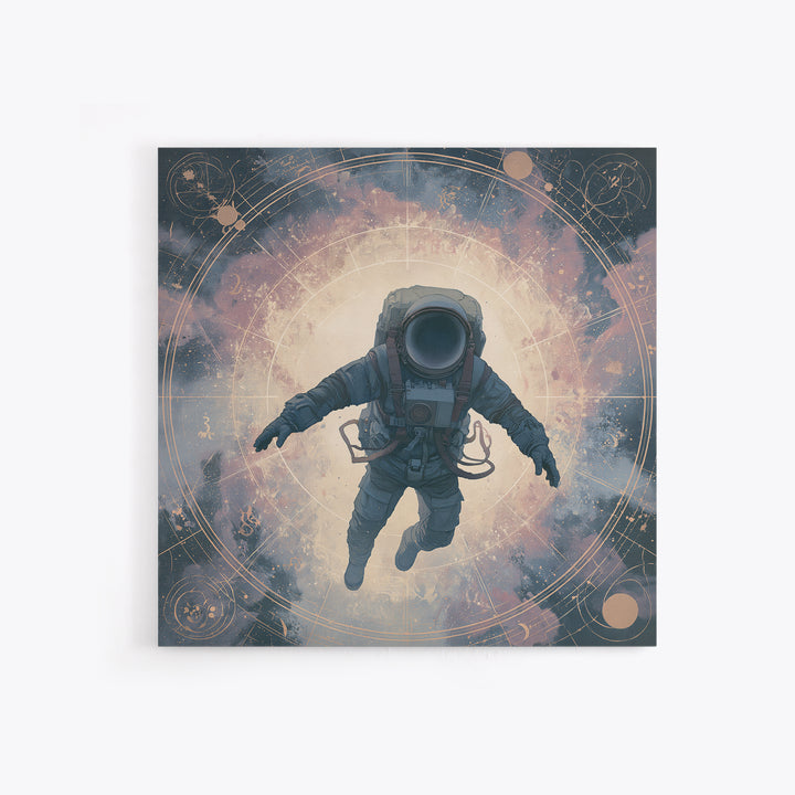 Astronaut Floating Near a Glowing Galaxy Canvas Print, Space Art, Painting, Spa Decor, Fine Art, Serenity, Canvas Wall Art, SAR-1x1-99