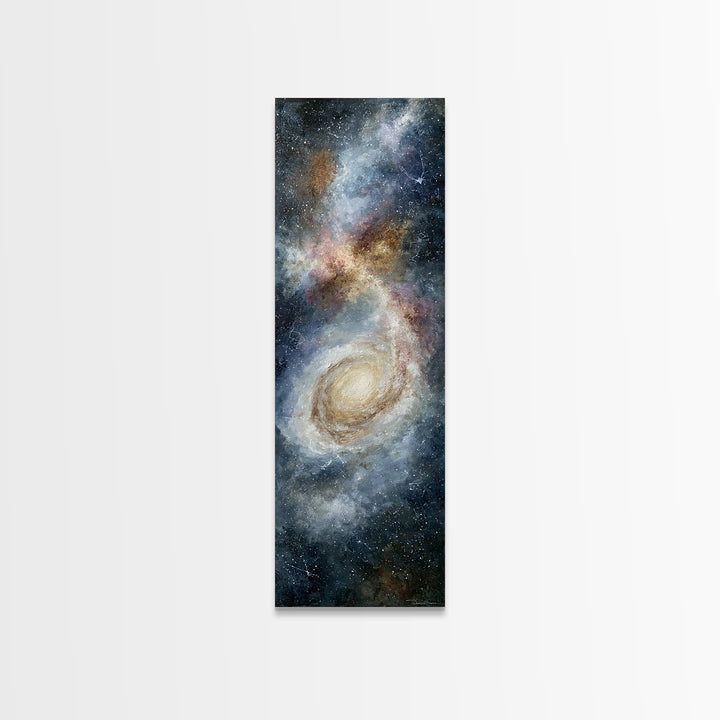Galaxy Spiral in Jewel Tone Paint Canvas Print, Space Art, Living Room Wall Art, Spa Decor, Oil Painting, Serenity, SAR-1x3-27