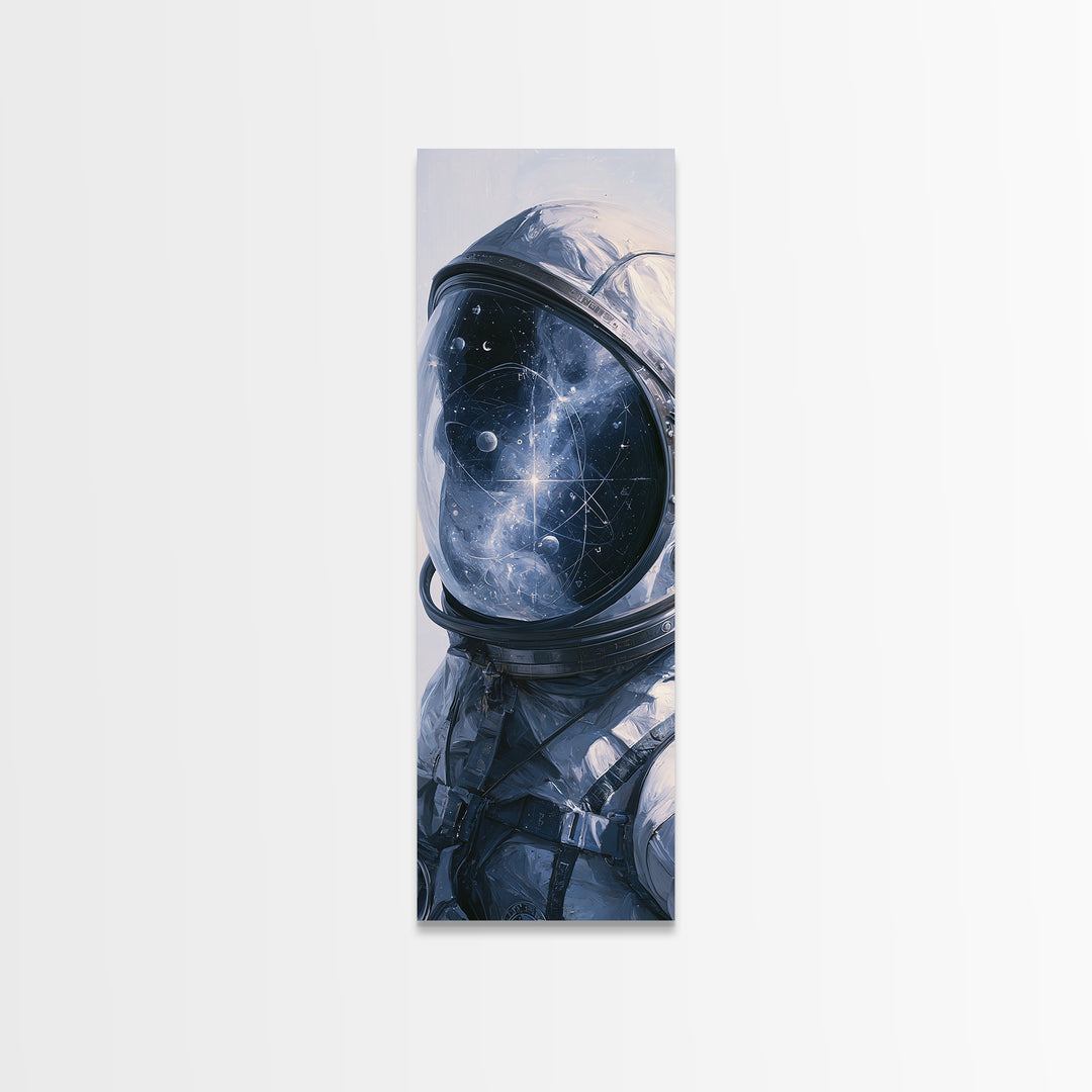 Astronaut Helmet Reflecting a Nebula Framed Canvas Print, Space Art, Canvas Wall Art, Spa Decor, Serenity, Gallery Decor, SAR-1x3-52