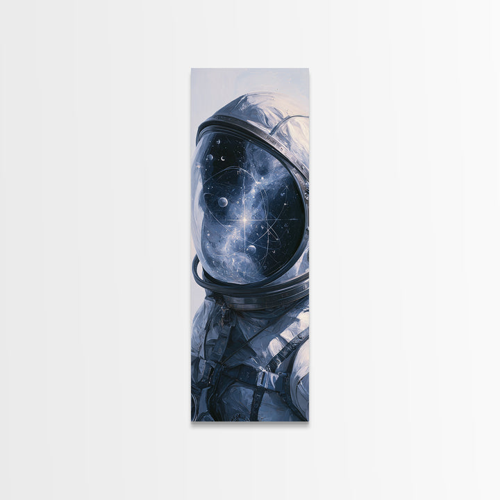 Astronaut Helmet Reflecting a Nebula Framed Canvas Print, Space Art, Canvas Wall Art, Spa Decor, Serenity, Gallery Decor, SAR-1x3-52