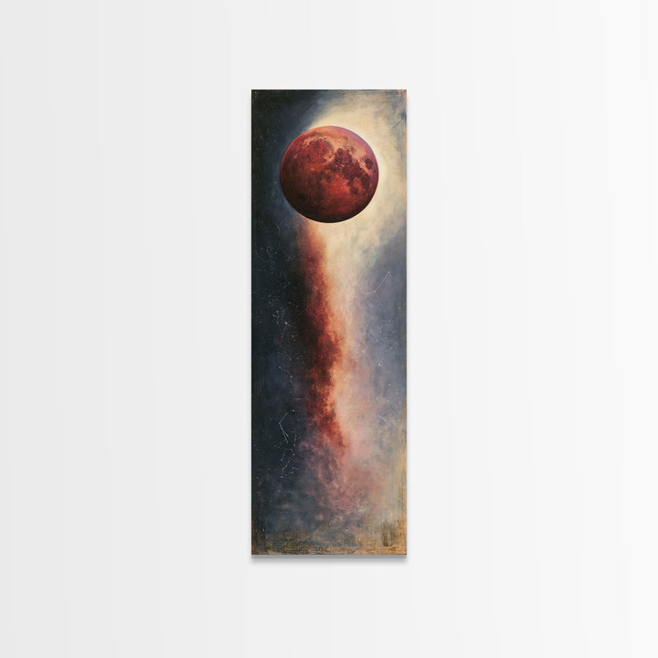 Lunar Eclipse in Deep Red Tones Framed Canvas Print, Space Art, Contemporary Art, Spa Decor, Fine Art, Serenity, SAR-1x3-71