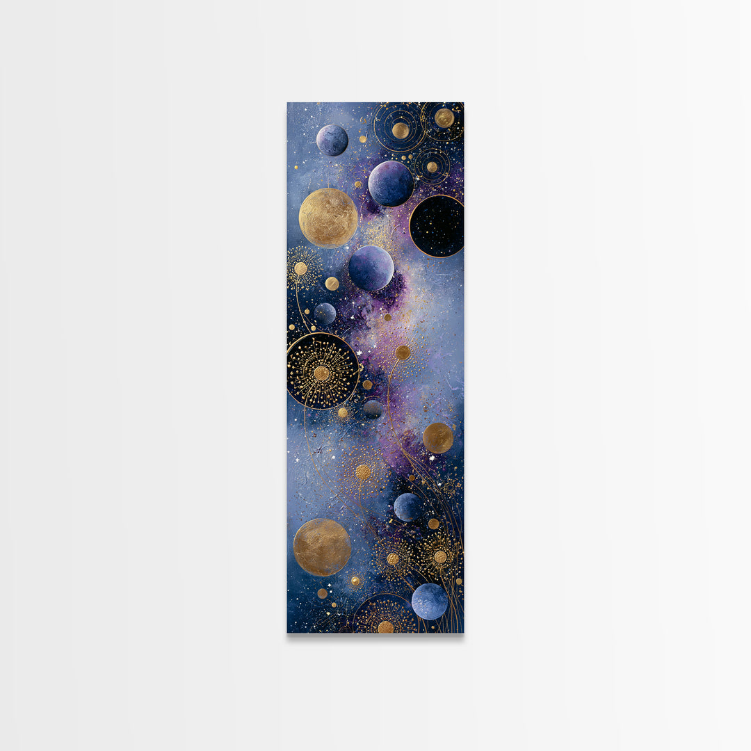 Cosmic Garden with Planets as Flowers Canvas Print, Space Art, Printable Art, Spa Decor, Oil Painting, Serenity, Modern Decor, SAR-1x3-73
