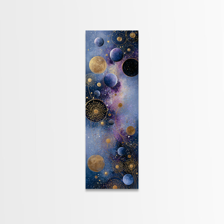 Cosmic Garden with Planets as Flowers Canvas Print, Space Art, Printable Art, Spa Decor, Oil Painting, Serenity, Modern Decor, SAR-1x3-73