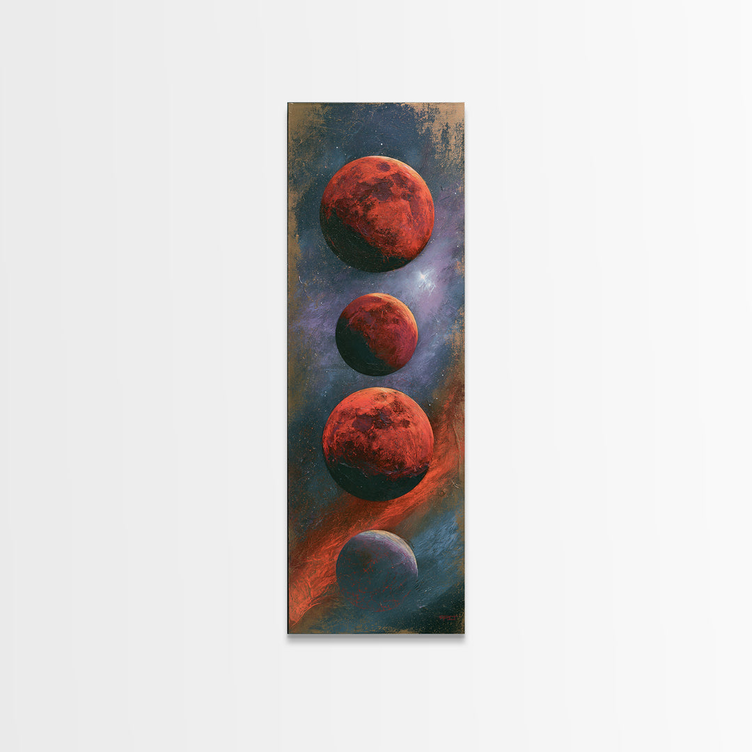 Lunar Eclipse in Deep Red Tones Canvas Print, Space Art, Wall Decor, Spa Decor, Fine Art, Serenity, Canvas Wall Art, SAR-1x3-95