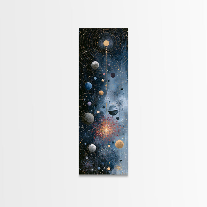 Cosmic Garden with Planets as Flowers Canvas Print, Space Art, Home Decor, Spa Decor, Fine Art, Serenity, Wall Art Prints, SAR-1x3-97