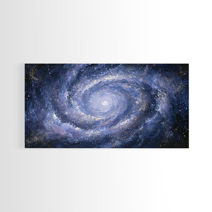 Galaxy Spiral in Jewel Tone Paint Framed Canvas Print, Space Art, Retro Wall Art, Spa Decor, Watercolor Art, Serenity, SAR-2x1-59