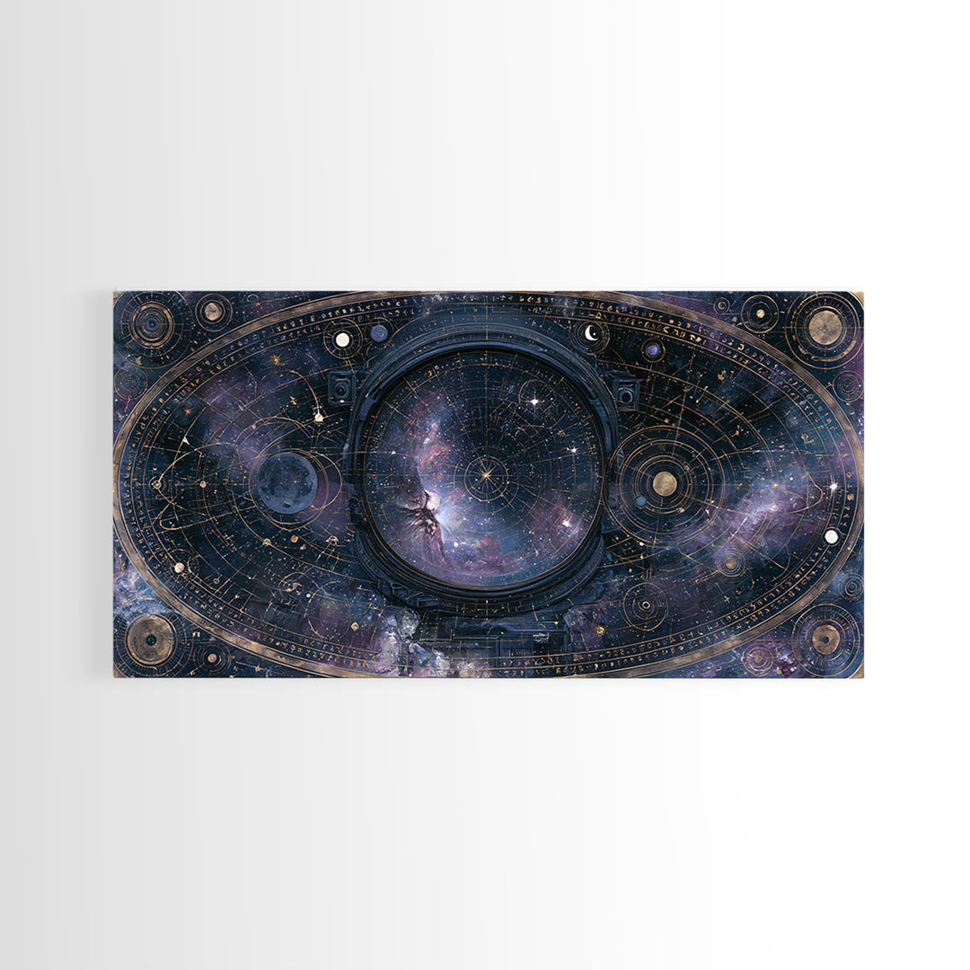 Astronaut Helmet Reflecting a Nebula Framed Canvas Print, Space Art, Room Decor, Spa Decor, Oil Painting, Serenity, SAR-2x1-60