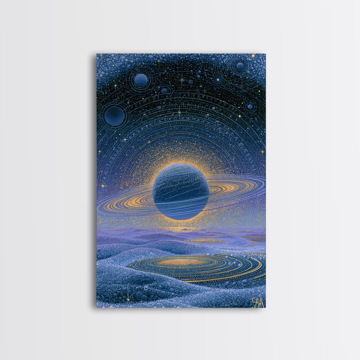 Ringed Planet Rising Canvas Print, Space Art, Wall Decor, Spa Decor, Fine Art, Serenity, Large Wall Art, Canvas Wall Art, SAR-2x3-10