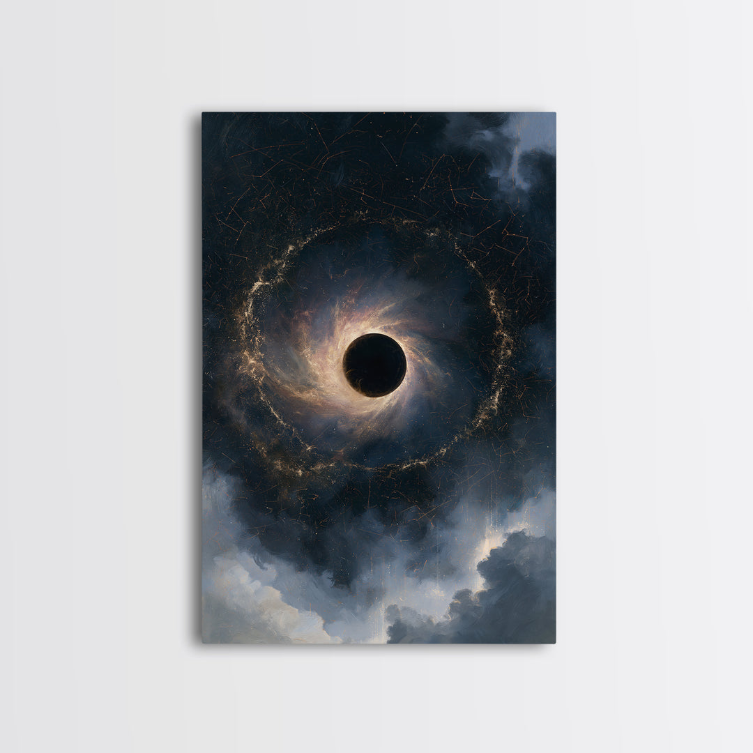 Black Hole with Radiant Accretion Ring Canvas Print, Space Art, Art Print, Spa Decor, Fine Art, Serenity, Modern Wall Art, SAR-2x3-15