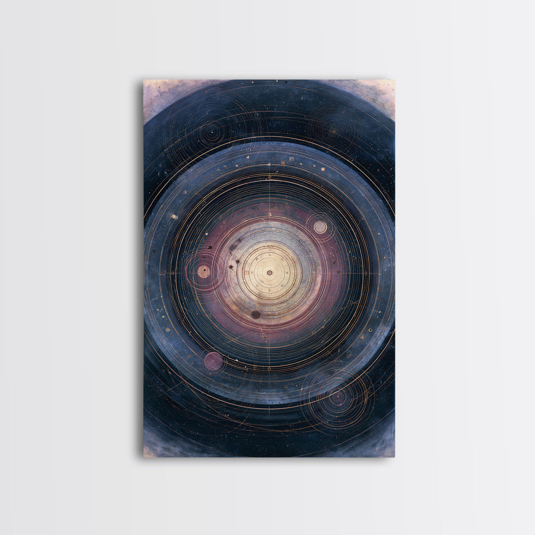 Planetary Rings Made of Ice and Light Framed Canvas Print, Space Art, Oil Painting, Spa Decor, Watercolor Art, Serenity, SAR-2x3-74
