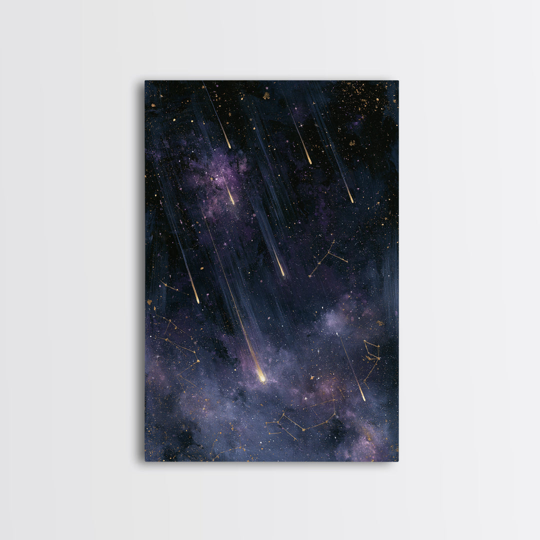 Meteor Shower over Black Sky Canvas Print, Space Art, Living Room Wall Art, Spa Decor, Fine Art, Serenity, Luxury Decor, SAR-2x3-79