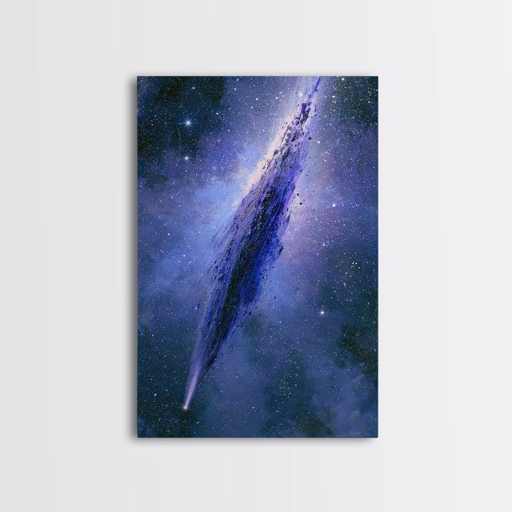 Comet Streaking Through Violet Darkness Canvas Print, Space Art, Spa Decor, Abstract Art, Serenity, Minimalist Wall Art, SAR-2x3-86