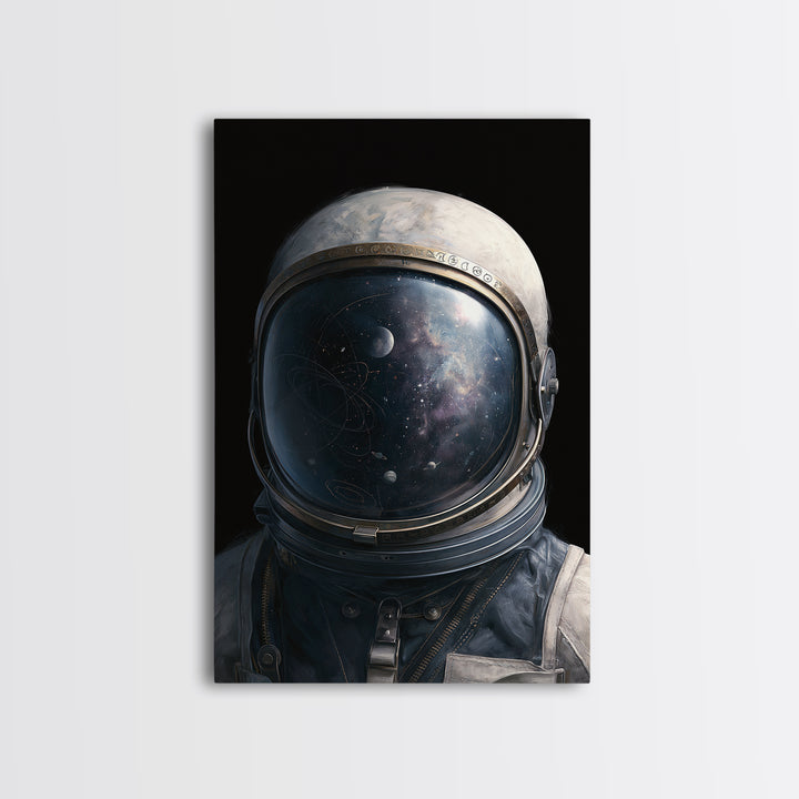 Astronaut Helmet Reflecting a Nebula Canvas Print, Space Art, Abstract Painting, Spa Decor, Serenity, Minimalist Decor, SAR-2x3-96