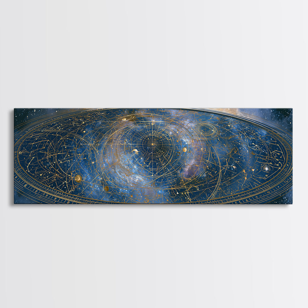 Star Map with Gold Constellation Lines Canvas Print, Space Art, Art Print, Spa Decor, Abstract Art, Serenity, Modern Wall Art, SAR-3x1-30