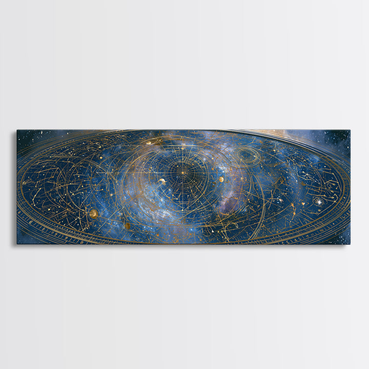 Star Map with Gold Constellation Lines Canvas Print, Space Art, Art Print, Spa Decor, Abstract Art, Serenity, Modern Wall Art, SAR-3x1-30