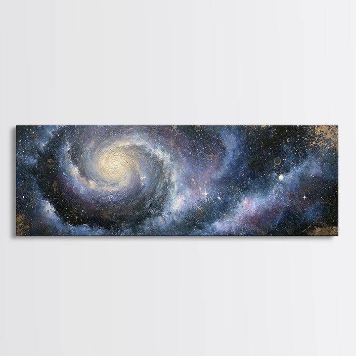 Galaxy Spiral in Jewel Tone Paint Framed Canvas Print, Space Art, Luxury Decor, Spa Decor, Fine Art, Serenity, Room Decor, SAR-3x1-7