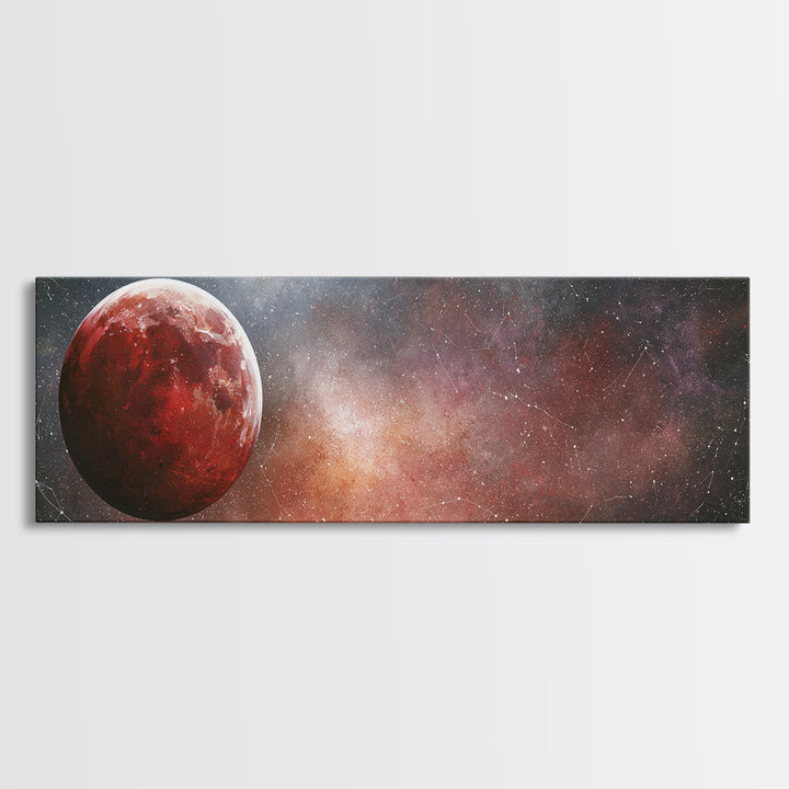 Lunar Eclipse in Deep Red Tones Canvas Print, Space Art, Large Wall Art, Spa Decor, Fine Art, Serenity, Minimalist Wall Art, SAR-3x1-75