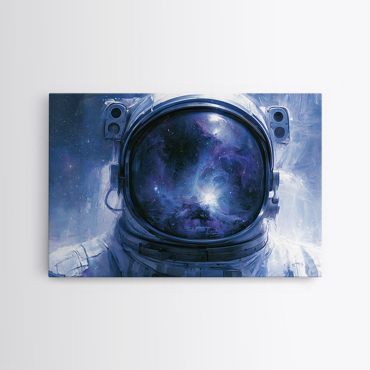 Astronaut Helmet Reflecting a Nebula Framed Canvas Print, Space Art, Fine Art Print, Spa Decor, Fine Art, Serenity, Wall Decor, SAR-3x2-20