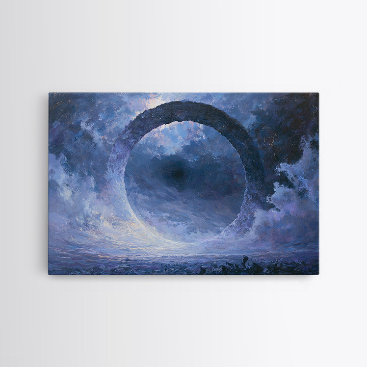 Black Hole with Radiant Accretion Ring Framed Canvas Print, Space Art, Room Decor, Spa Decor, Fine Art, Serenity, Printable Art, SAR-3x2-35